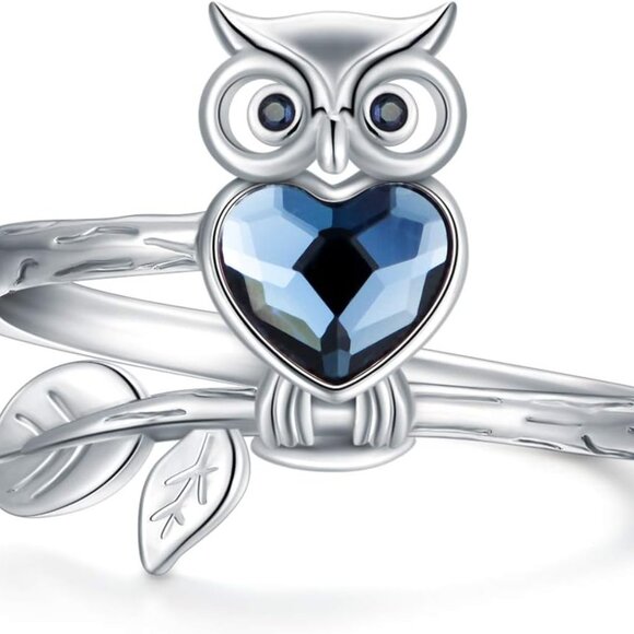 Sterling Silver Owl/Panda/Koala Ring for Women Made with Austrian Crystal Size